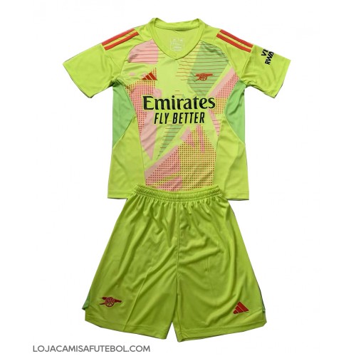 Camisa de Futebol Arsenal Goleiro Equipamento Principal Infantil 2024-25 Manga Curta (+ Calças curtas)